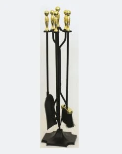 FireUp Fire Tools - Mid Range Black And Brass Plated 4 Piece Set