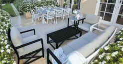 Shelta Bridgeport Aluminium Coffee Table -Joes BBQs Store BRIDGEPORT Sofa Set BLK Close up 220720