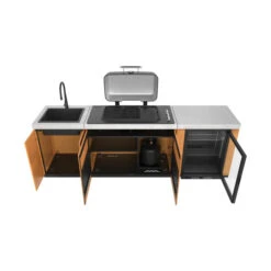 Everdure Seabreeze 3 Burner BBQ Timber Look Modular Outdoor Kitchen With Sink & Beverage Cooler -Joes BBQs Store EK3B1ASBIM AU P 001