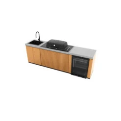 Everdure Seabreeze 3 Burner BBQ Timber Look Modular Outdoor Kitchen With Sink & Beverage Cooler -Joes BBQs Store EK3B1ASBIM P 003