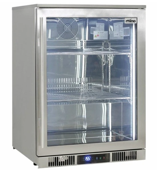 Rhino 148 Litre ENVY Heated Glass Single Door 316 Stainless Steel Outdoor Bar Fridge - ENV1-SS 1 Rhino 148 Litre ENVY Heated Glass Single Door 316 Stainless Steel Outdoor Bar Fridge - ENV1-SS