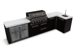 Everdure Neo Black Outdoor Kitchen With Fridge, Sink & Storage Modules, And Corner Cupboard (Option 3)