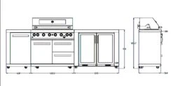 Everdure Neo Black Outdoor Kitchen With BBQ, 208L Double Door Fridge And Storage -Joes BBQs Store EverdureNeoOutdoorKitchen 3.5 Dimensions