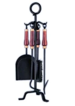Melton Craft 5 Piece Fire Tool Set With Wooden Handles