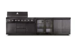Gasmate Nova Graphite Outdoor Kitchen 6 Burner BBQ With Double Door Fridge + Top And Storage