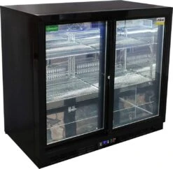 Rhino 208 Litre Black Twin Glass Door Bar Fridge - SG2H-B