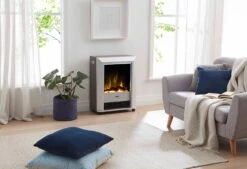 Dimplex Lee Silver 2kW Portable Electric Fire With Optiflame Log Effect -Joes BBQs Store LEESILVER 1 pYs94LNV