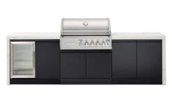 Crossray Premium Outdoor Kitchen 4 Burner BBQ, Double Door Cabinet & Single Fridge