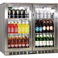 Rhino 208 Litre Twin Heated Glass Door SS Bar Fridge - SG2H-HD