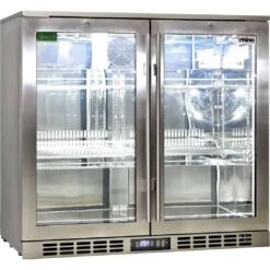 Rhino 208 Litre Twin Heated Glass Door SS Bar Fridge - SG2H-HD -Joes BBQs Store Rhino Commercial All Stainless Heated Glass 2 Door Bar Fridge 8