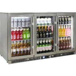 Rhino 388 Litre ENVY Heated Glass Triple Door 316 SS Outdoor Bar Fridge - ENV3H-SS