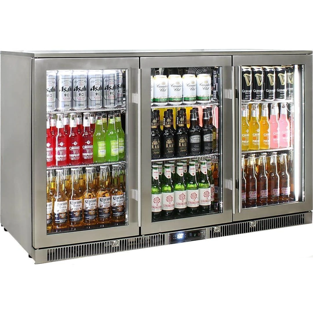 Rhino 388 Litre ENVY Heated Glass Triple Door 316 SS Outdoor Bar Fridge - ENV3H-SS 1 Rhino 388 Litre ENVY Heated Glass Triple Door 316 SS Outdoor Bar Fridge - ENV3H-SS