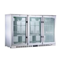 Rhino 330 Litre Triple Heated Glass Door Stainless Steel Bar Fridge - SG3H-HD
