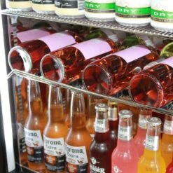 Schmick 164 Litre Single Heated Glass Door Stainless Steel Under Bench Bar Fridge - SK156-HD -Joes BBQs Store SK156 SS Schmick Owl Under Bench Quiet Fridge 17 byby 4m