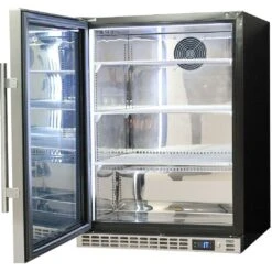 Schmick 164 Litre Single Heated Glass Door Stainless Steel Under Bench Bar Fridge - SK156-HD -Joes BBQs Store SK156 SS Schmick Owl Under Bench Quiet Fridge 2 qivt mt