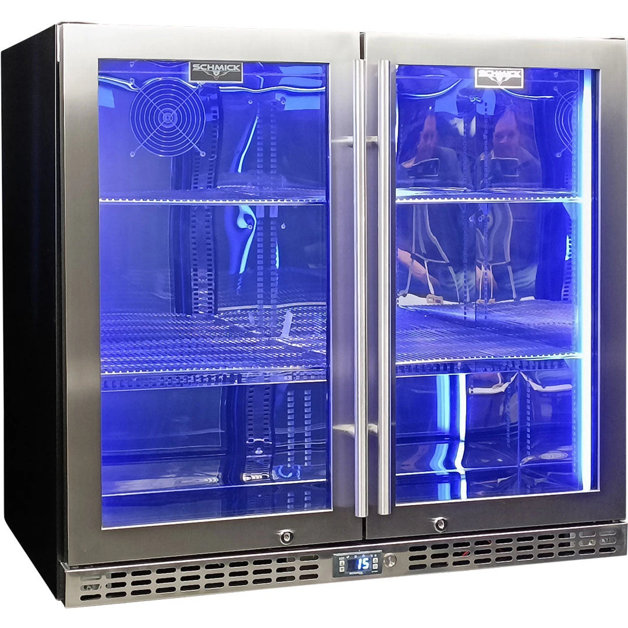 Schmick Twin Door Triple Glazed Glass Door Bar Fridge - SK246-SS 1 Schmick Twin Door Triple Glazed Glass Door Bar Fridge - SK246-SS