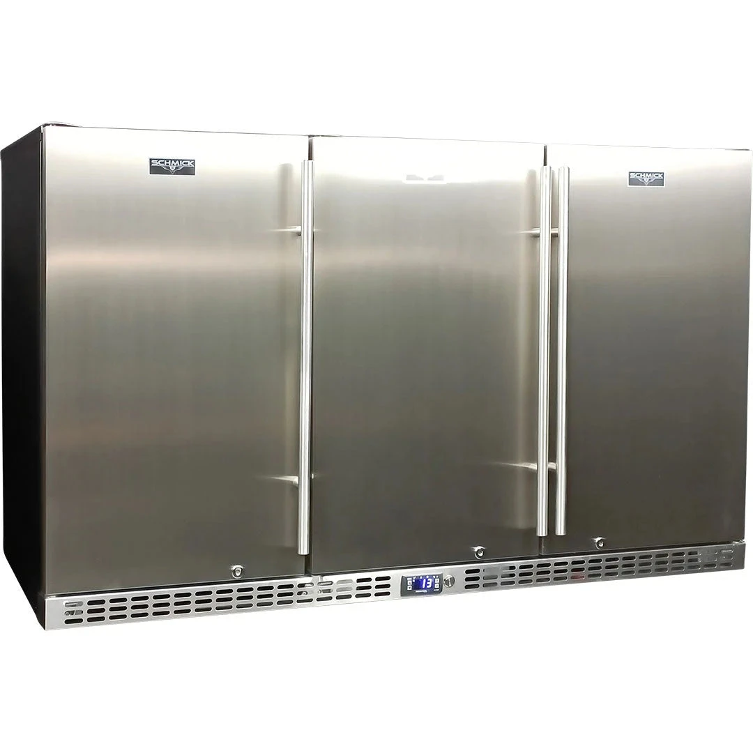Schmick Quiet Solid 3 Door Stainless Steel Bar Fridge - SK386-SD 1 Schmick Quiet Solid 3 Door Stainless Steel Bar Fridge - SK386-SD