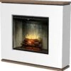 Dimplex 2kW Strata Mantle With 30 Inch Revillusion Firebox In White And Walnut Veneer Finish