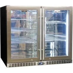 Schmick 233 Litre Twin Triple Glazed Glass Door Low Height Stainless Steel Bar Fridge - SK206-SS