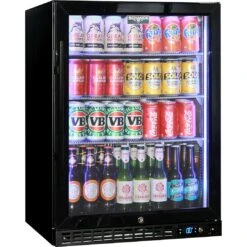 Schmick 164 Litre Black Under Bench Bar Fridge With Single Triple-Glazed Glass Door - SK156-B -Joes BBQs Store Schmick Black Under Bench Quiet Bar Fridge Model SK156 B 7