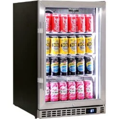 Schmick 105 Litre Glass Single Door Stainless Steel Under Bench Bar Fridge - SK116-SS