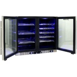 Schmick 190 Litre Under Bench Dual Zone Beer And Wine Bar Fridge - JC95-COMBO -Joes BBQs Store Under Bench Bar Fridge Glass Door Model JC95 Combo 2