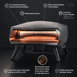 WITT Etna Rotante 16 Inch Gas Double Burner Pizza Oven With Rotating Stone - Graphite -Joes BBQs Store WITT Rotante Gas Powered Pizza Oven 16 Graphite 3 695x695 533x 4e340f41 3b0c 4bf0 a9f8 2cd45c86cff8