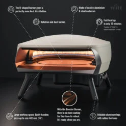 WITT Etna Rotante 16 Inch Gas Double Burner Pizza Oven With Rotating Stone - Stone -Joes BBQs Store WITT Rotante Gas Powered Pizza Oven 16 stone 5 695x695 533x 7c2ecb08 e58b 497e 8231 47fe2d6735e5