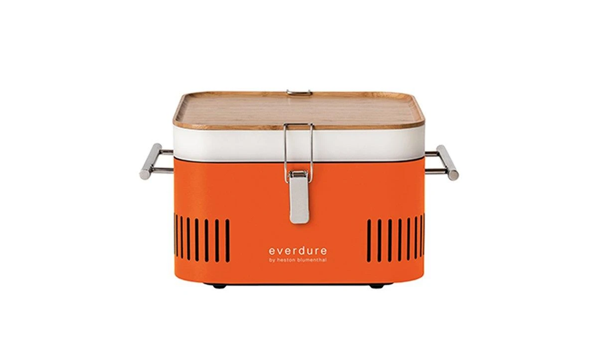 Everdure By Heston Blumenthal Cube Charcoal BBQ Orange + 1kg Beech Charcoal 1 Everdure By Heston Blumenthal Cube Charcoal BBQ Orange + 1kg Beech Charcoal
